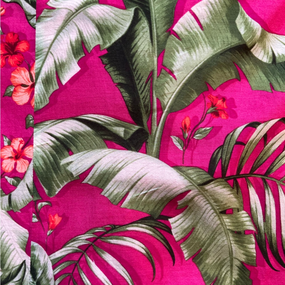 Tommy Bahama Fushia pink tropical palm leaf floral v neck shift dress. Medium - Picture 10 of 14